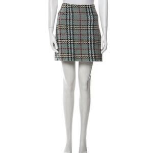 Burberry London Designer Blue Red Plaid Print Check Wool Mini Skirt Sz 4 Sm